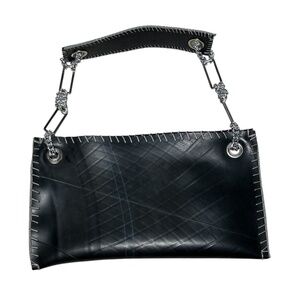 Walleska Ecochic Black Recycled Rubber Handbag Purse Silver Chain &Rubber Handle